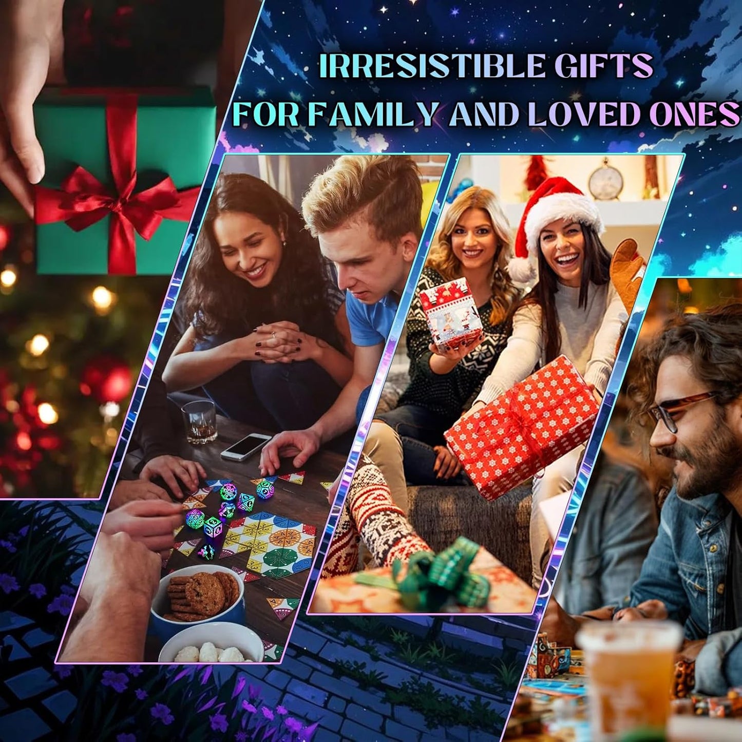 ZHOORQI Rechargeable LED Dice Set - Auto Glow Polyhedral DND Dice with Wireless Charging Case