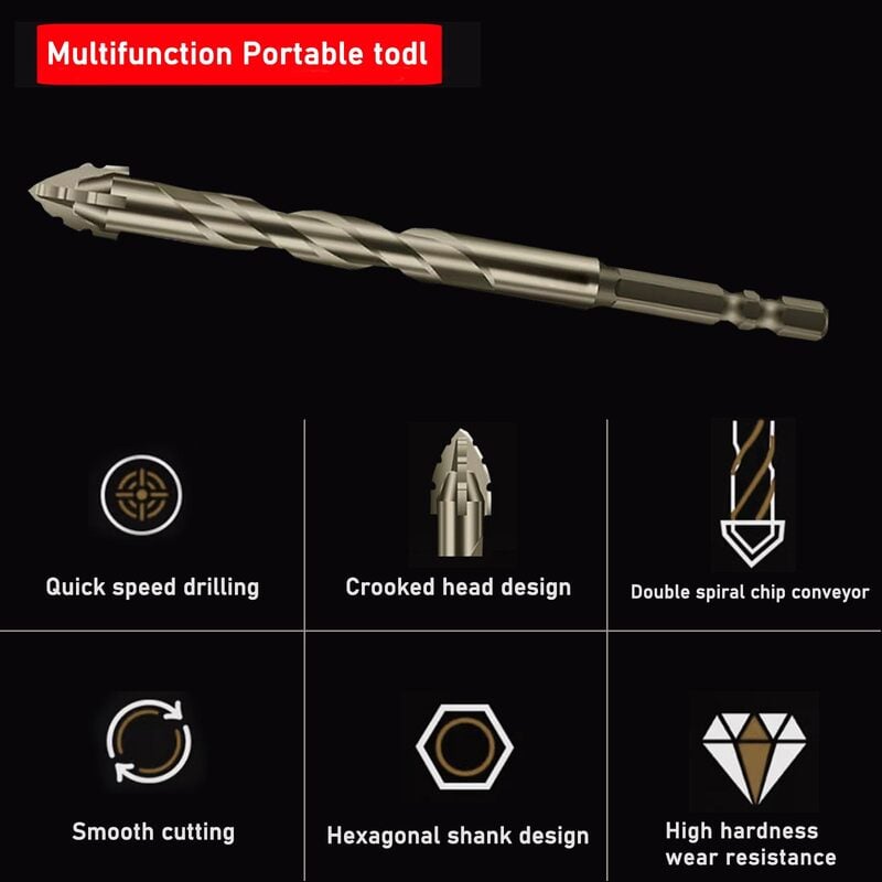 New Four-Flute Sawtooth Eccentric Drill Bit Set (1 Set 6 PCS)