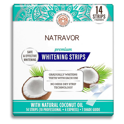 NATRAVOR Teeth Whitening Strips - 16-Day Treatment with Non-Slip, Dry Strip Technology - Whitening Designed with Care for a Brighter Smile