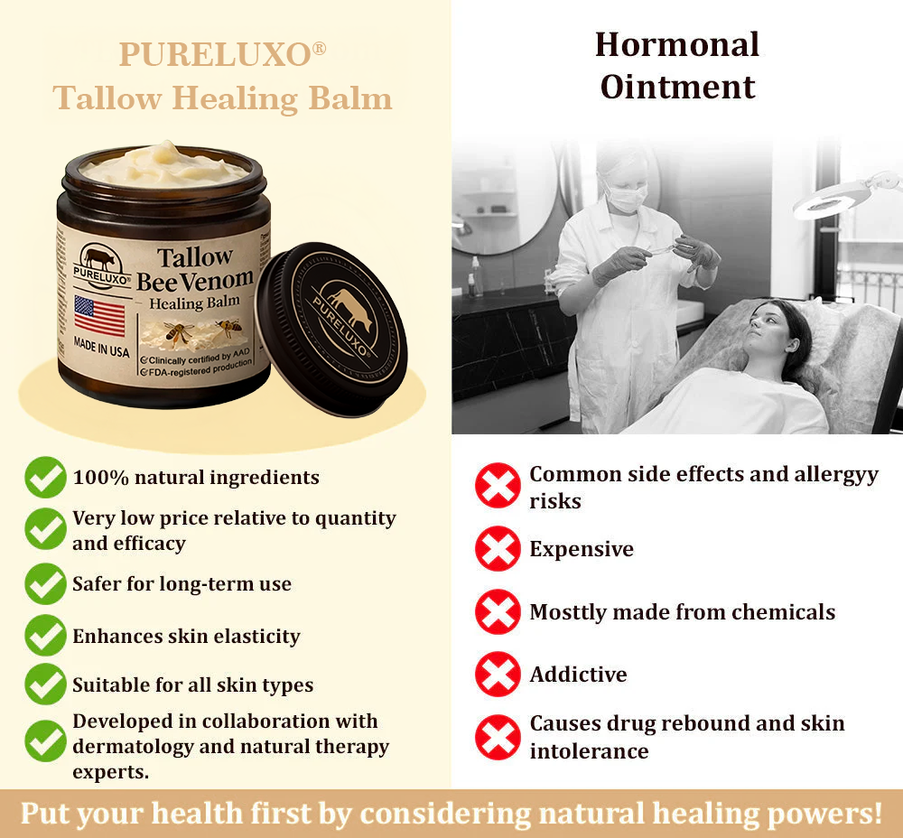 【70% OFF Ends Today】Pureluxo® 🐄Tallow Bee Venom Healing Balm（Targets Bumps, Wrinkles & Stressed Skin — Without Steroids）