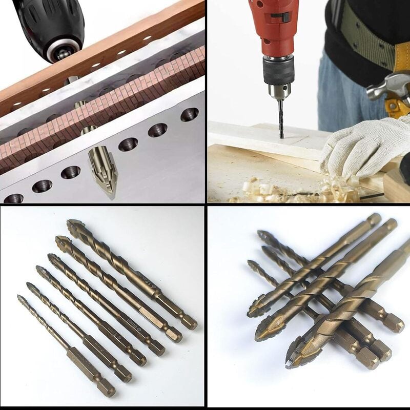 New Four-Flute Sawtooth Eccentric Drill Bit Set (1 Set 6 PCS)