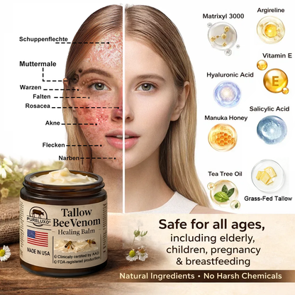 【70% OFF Ends Today】Pureluxo® 🐄Tallow Bee Venom Healing Balm（Targets Bumps, Wrinkles & Stressed Skin — Without Steroids）
