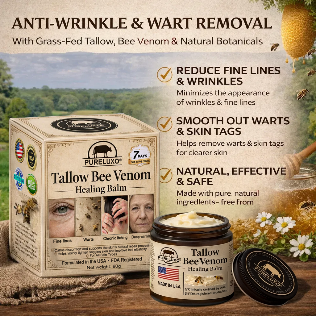 【70% OFF Ends Today】Pureluxo® 🐄Tallow Bee Venom Healing Balm（Targets Bumps, Wrinkles & Stressed Skin — Without Steroids）
