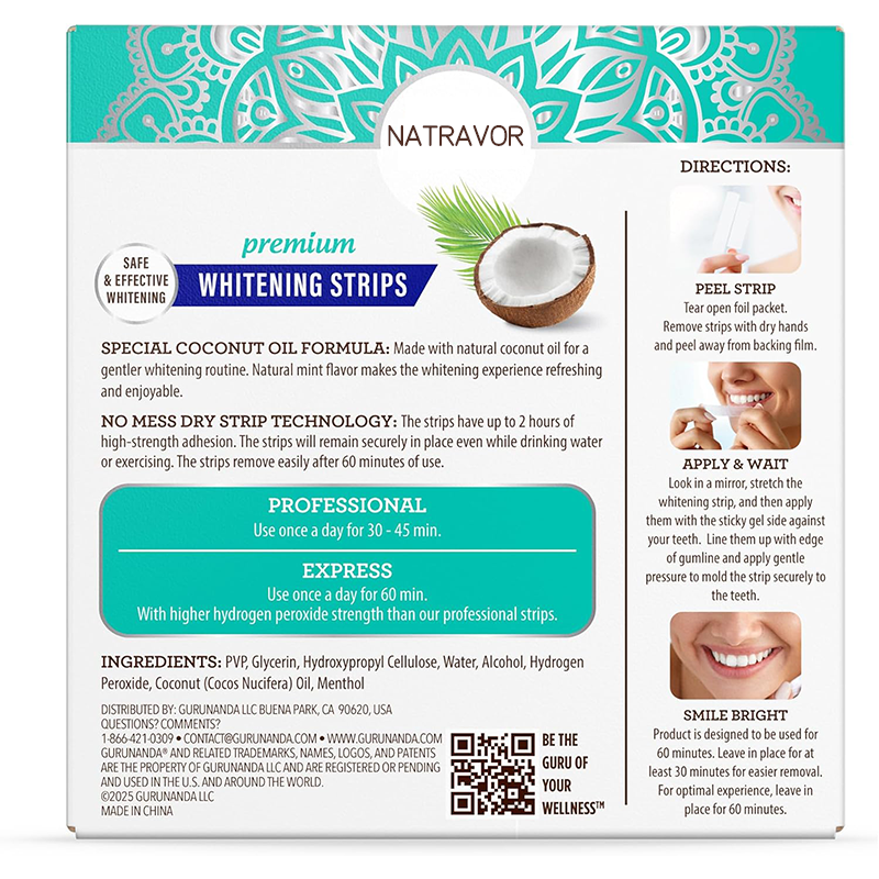 NATRAVOR Teeth Whitening Strips - 16-Day Treatment with Non-Slip, Dry Strip Technology - Whitening Designed with Care for a Brighter Smile