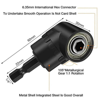 🔥LAST DAY 49% OFF - 🛠️6Pcs Right Angle Drill Attachment Set with 105° Angle Drill Adapter and Impact Grade Socket Adapter