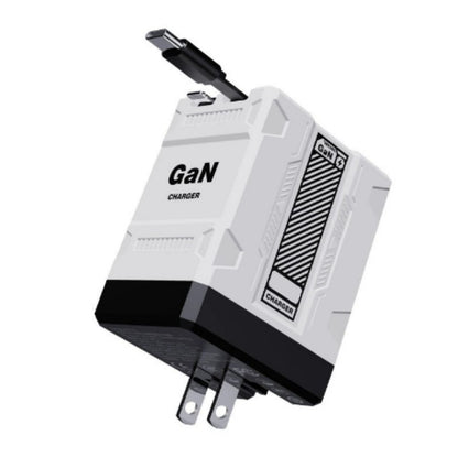 2-in-1 GaN PD3.0 Charger with Retractable Cables（Plug specifications: US standard plug）
