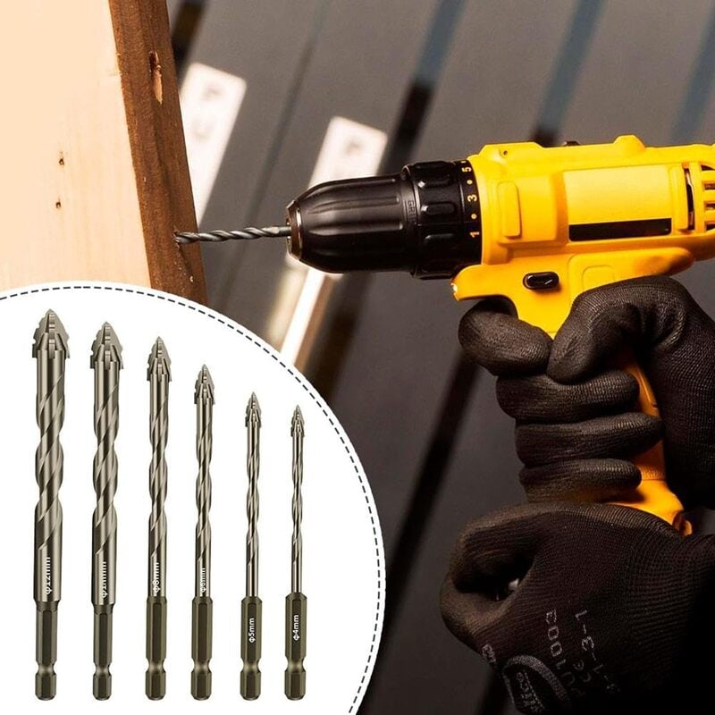 New Four-Flute Sawtooth Eccentric Drill Bit Set (1 Set 6 PCS)