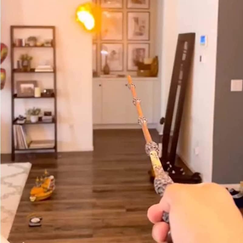 Wizarding Fireball Wand - Realistic Flame Effects, 15.7" Harry Potter Style Magic Wand with Charging Case, Spell Map & Gift Packaging - for Cosplay, Halloween, Collectors