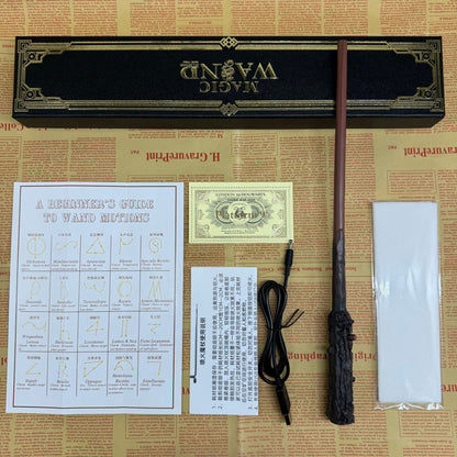 Wizarding Fireball Wand - Realistic Flame Effects, 15.7" Harry Potter Style Magic Wand with Charging Case, Spell Map & Gift Packaging - for Cosplay, Halloween, Collectors