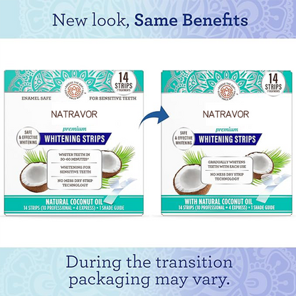 NATRAVOR Teeth Whitening Strips - 16-Day Treatment with Non-Slip, Dry Strip Technology - Whitening Designed with Care for a Brighter Smile
