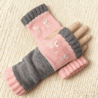 🔥Black Friday Sale Is On Fire！❄️Women’s Knitted Fingerless Gloves with Cute Cat – Cozy, Stylish & Practical Winter Hand Warmers 🐾