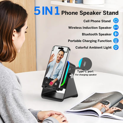 🔥 Limited Time Offer! 🔥 Wireless Induction Speaker 5-in-1 w/ Phone Stand & RGB Lights | Perfect Gift Idea 🎁 | FREE Shipping!