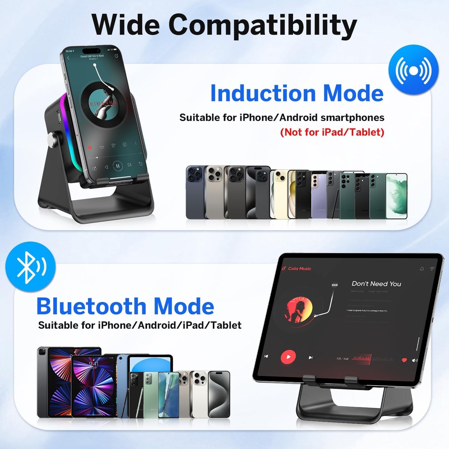 🔥 Limited Time Offer! 🔥 Wireless Induction Speaker 5-in-1 w/ Phone Stand & RGB Lights | Perfect Gift Idea 🎁 | FREE Shipping!