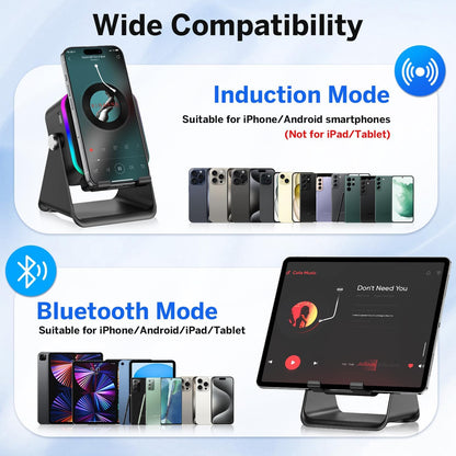 🔥 Limited Time Offer! 🔥 Wireless Induction Speaker 5-in-1 w/ Phone Stand & RGB Lights | Perfect Gift Idea 🎁 | FREE Shipping!