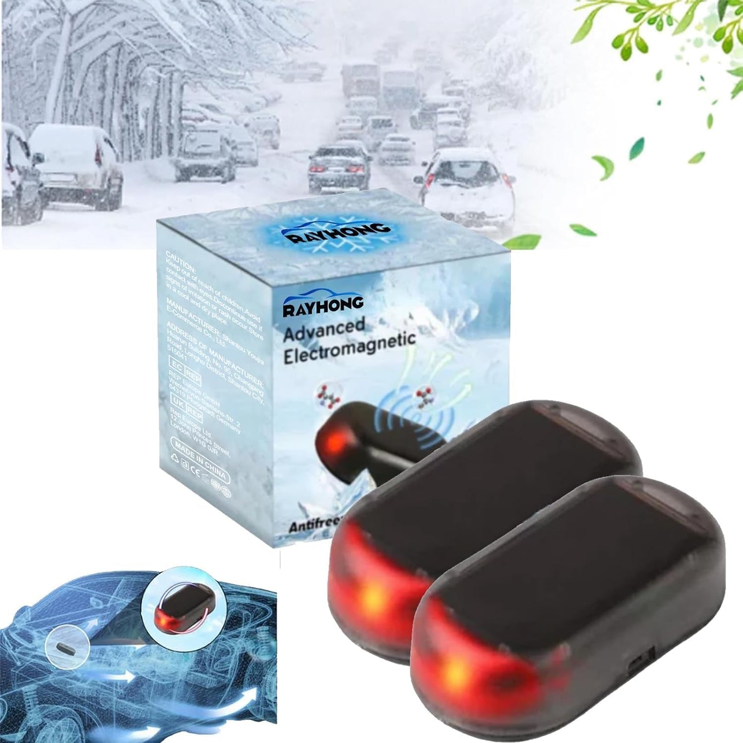 🚗✨【Winter Driving Savior】Fivfivgo Electromagnetic Molecular Interference Antifreeze Device - Make Snow & Ice Vanish Instantly! ❄️🔥 (Pack of 2 - Double Protection!)