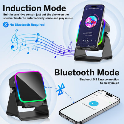 🔥 Limited Time Offer! 🔥 Wireless Induction Speaker 5-in-1 w/ Phone Stand & RGB Lights | Perfect Gift Idea 🎁 | FREE Shipping!