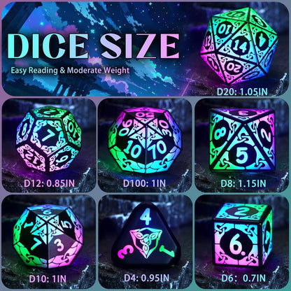 ZHOORQI Rechargeable LED Dice Set - Auto Glow Polyhedral DND Dice with Wireless Charging Case