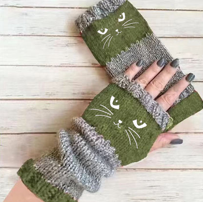 🔥Black Friday Sale Is On Fire！❄️Women’s Knitted Fingerless Gloves with Cute Cat – Cozy, Stylish & Practical Winter Hand Warmers 🐾