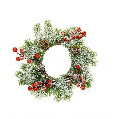🎅6-Pack Christmas Mini Window Wreaths with Ribbon Bows & Red Berries🎁