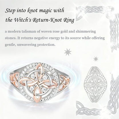 🔥⏰Last Batch Selling Fast!🔮💍Handmade S925 Witch's Return-Knot Protection Ring💞Protect Your Loved Ones