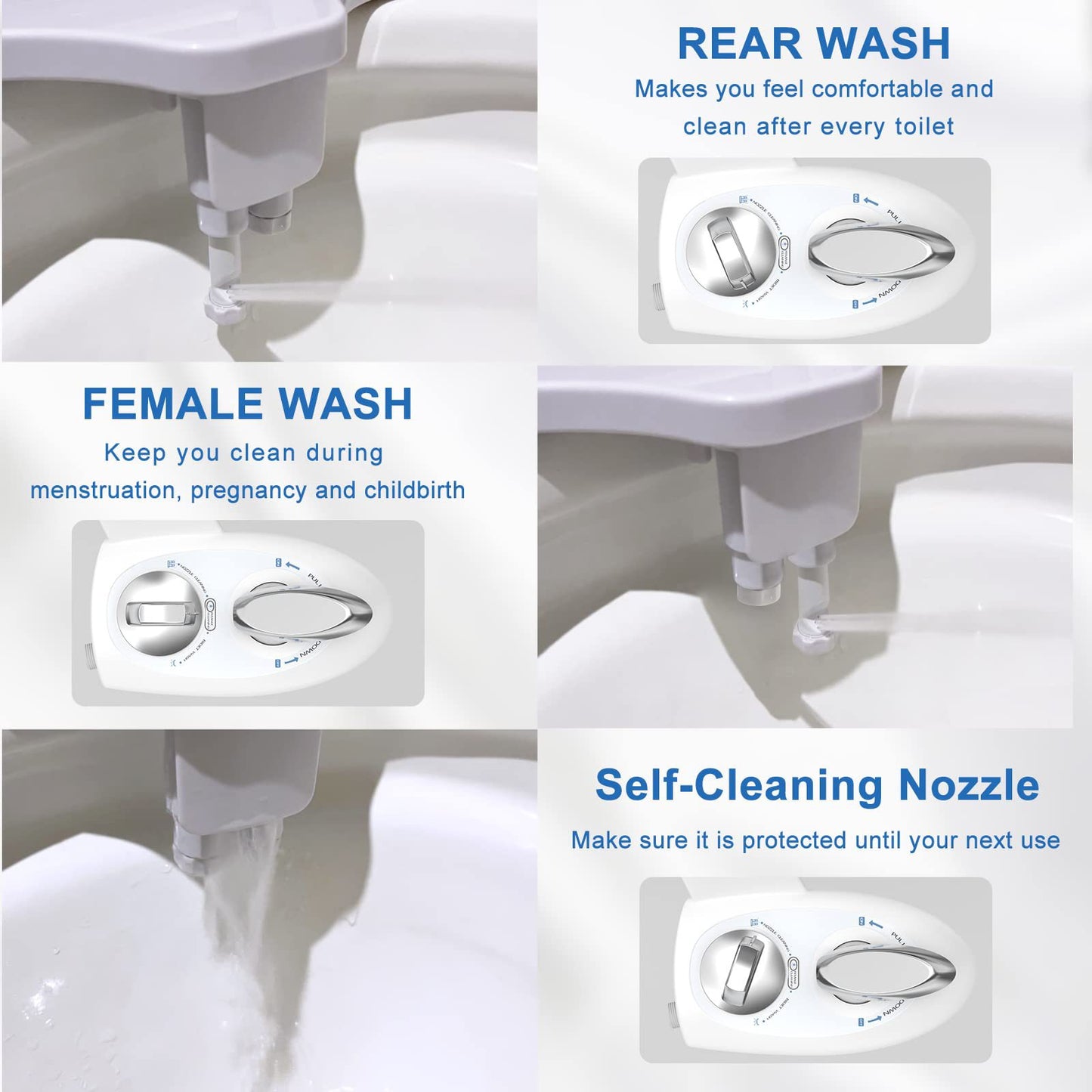 Single Nozzle Self-Cleaning Non-Electric Smart Bidet Sprayer