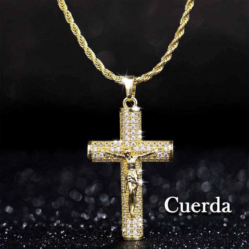 HolyLegend 14K Real Gold-Plated Cuban Link Chain with Jesus Christ Crucifix – A Statement of Faith & Style