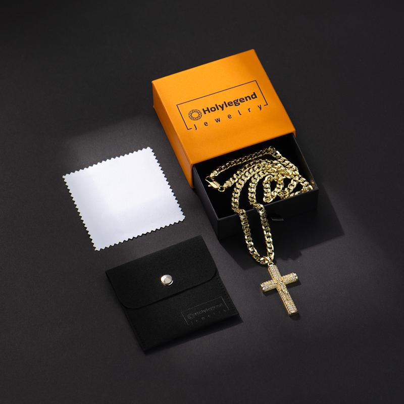 HolyLegend 14K Real Gold-Plated Cuban Link Chain with Jesus Christ Crucifix – A Statement of Faith & Style