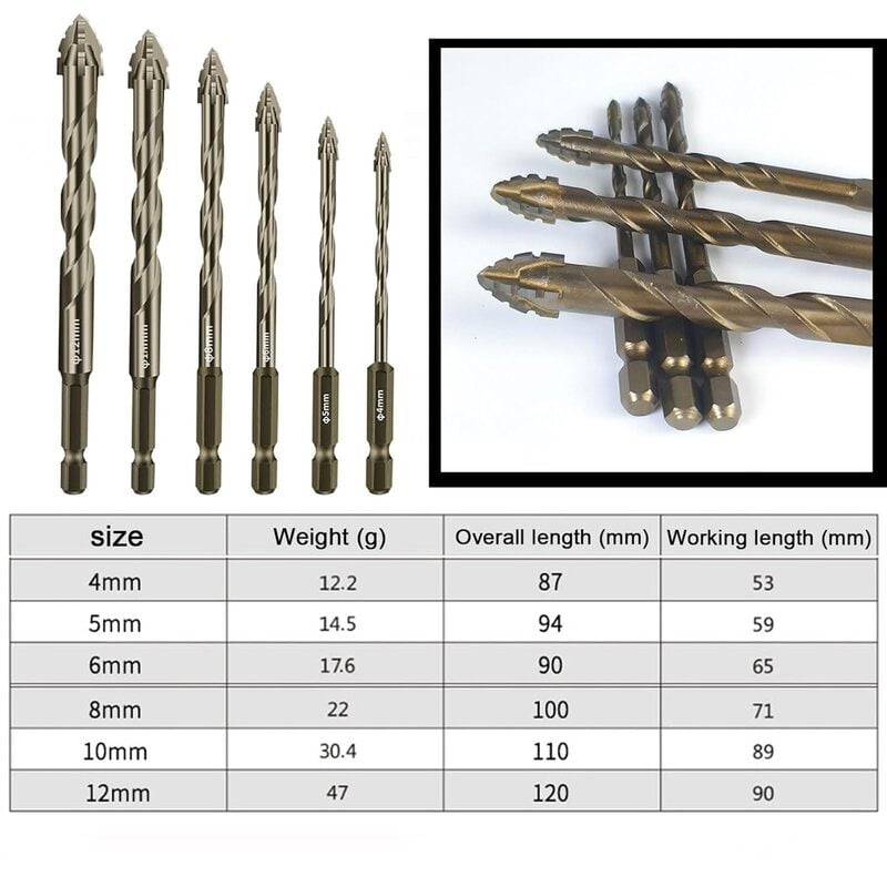 New Four-Flute Sawtooth Eccentric Drill Bit Set (1 Set 6 PCS)